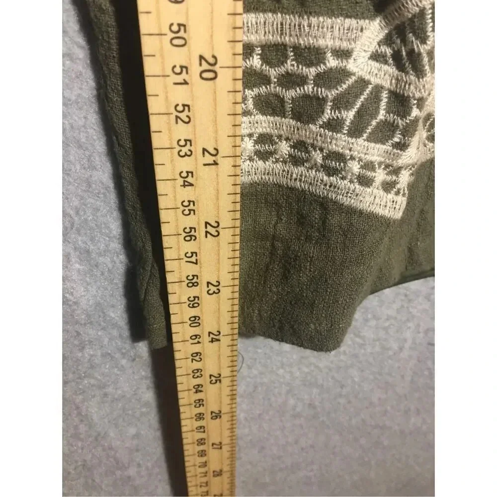 Womens NWT Entro Dress Olive Green White Lace Detailing Boho Spring Beachy